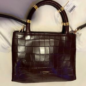 J. Lowery Brown William Merlot Croc Bag